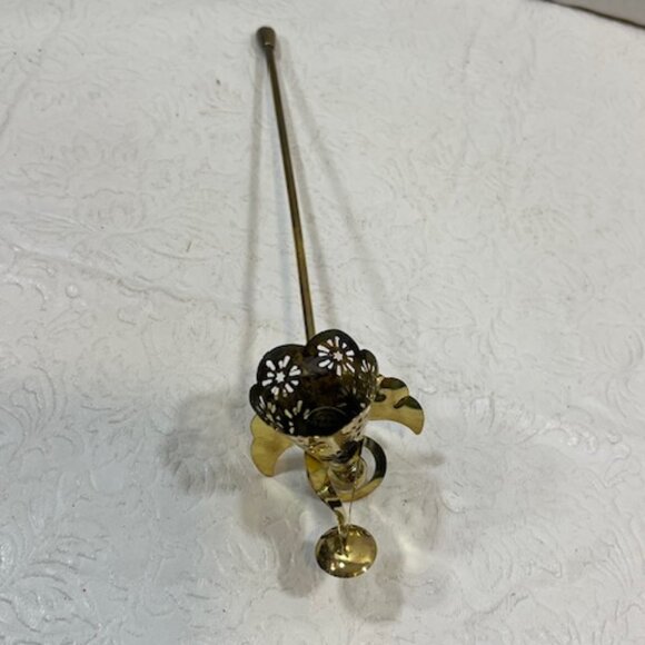 VTG Brass Metal Long Handle Angel Holiday Christmas Candle Snuffer 9" Long - Picture 4 of 14